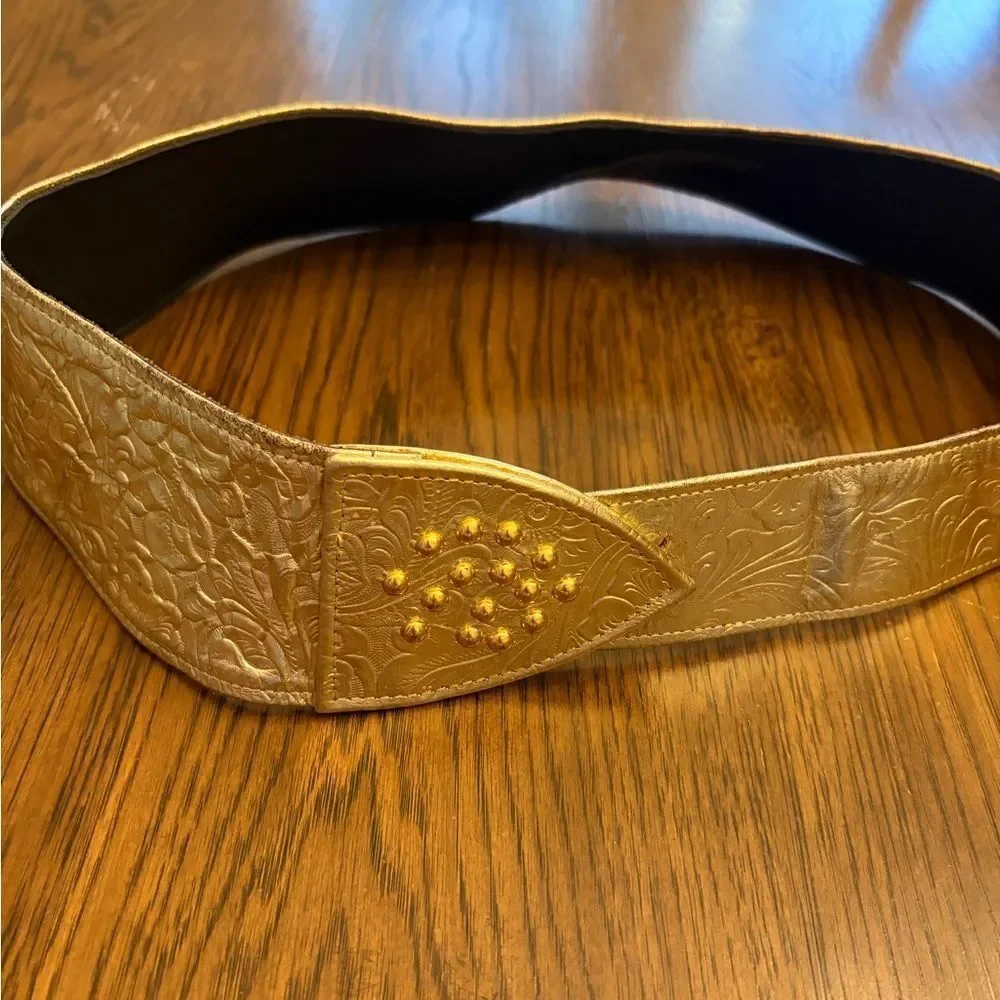 Sharon Burch Gold Embossed Women's statement Belt